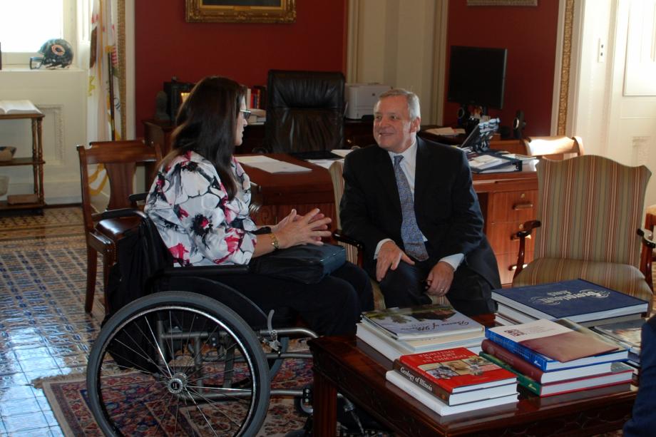 Durbin met with Marca Bristo, president of the U.S. International Council on Disabilities, to discuss the bipartisan U.N. Disability Rights Treaty.